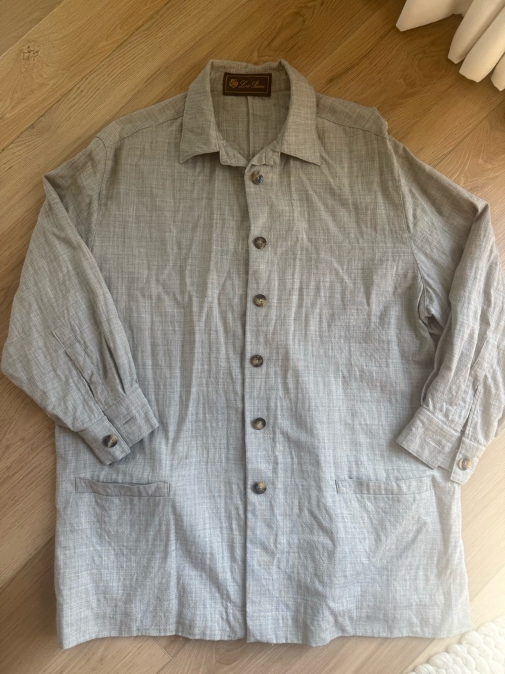 Authentic Vintage Loro Piana Light Gray Men's Button-Front Linen Jacket size 46